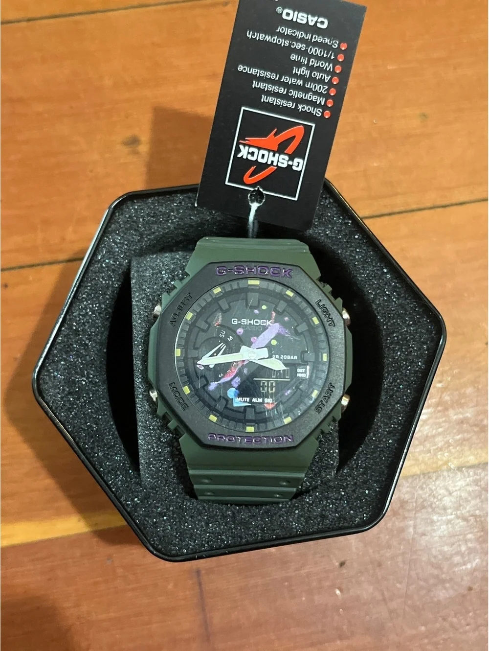 Casio G-Shock Analog-Digital Watch with Green Resin Band